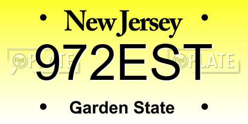 972EST New Jersey License Plate