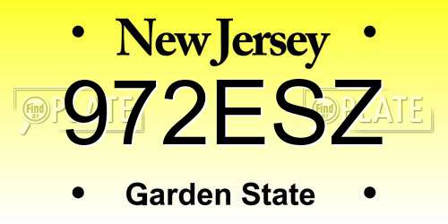 972ESZ New Jersey License Plate