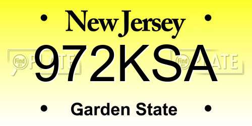 972KSA New Jersey License Plate