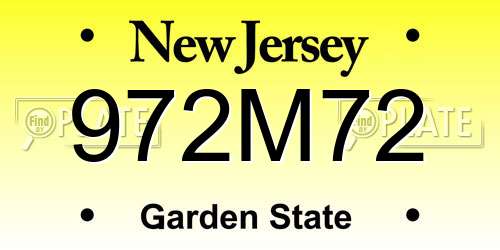 972M72 New Jersey License Plate
