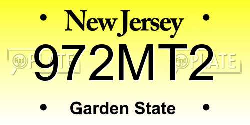 972MT2 New Jersey License Plate