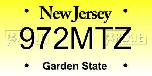 972MTZ New Jersey License Plate