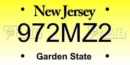 972MZ2 New Jersey License Plate