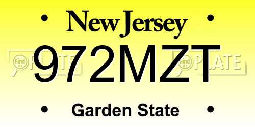 972MZT New Jersey License Plate