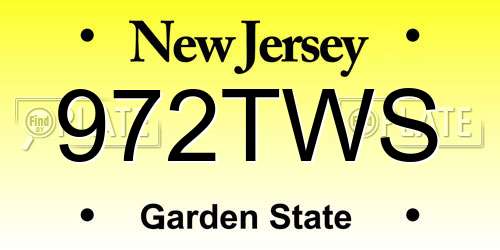 972TWS New Jersey License Plate
