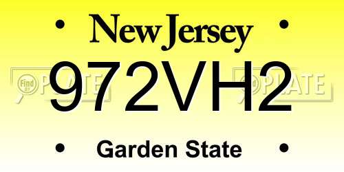 972VH2 New Jersey License Plate