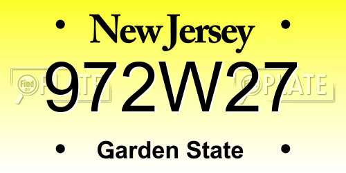 972W27 New Jersey License Plate