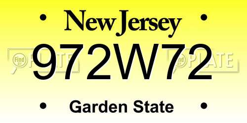 972W72 New Jersey License Plate