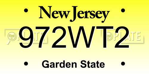 972WT2 New Jersey License Plate