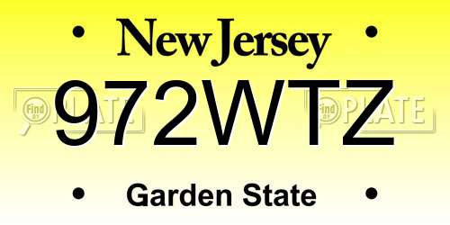 972WTZ New Jersey License Plate