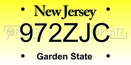 972ZJC New Jersey License Plate