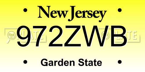 972ZWB New Jersey License Plate