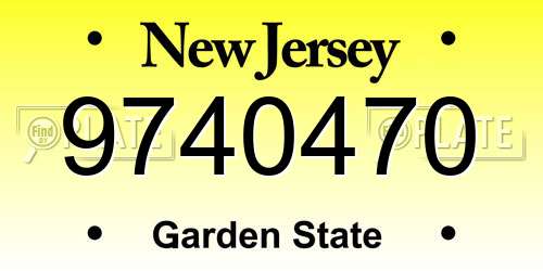 9740470 New Jersey License Plate
