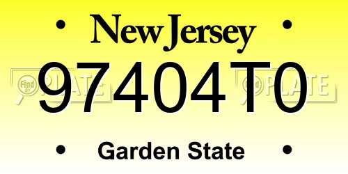 97404T0 New Jersey License Plate