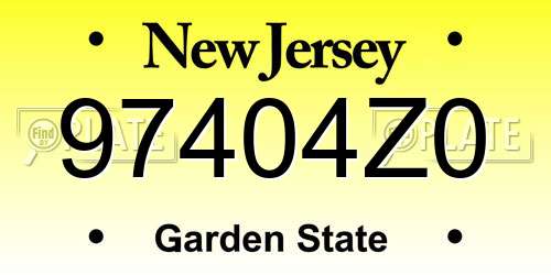 97404Z0 New Jersey License Plate