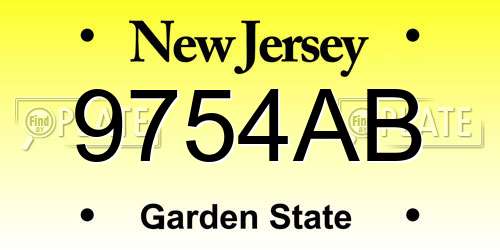 9754AB New Jersey License Plate