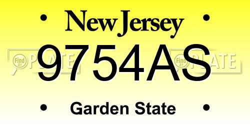 9754AS New Jersey License Plate