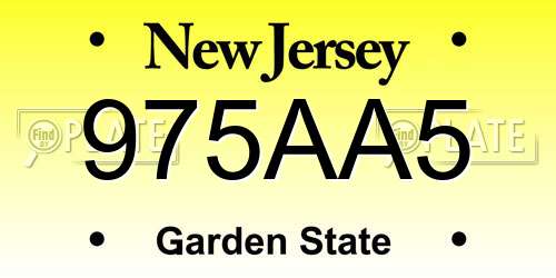 975AA5 New Jersey License Plate