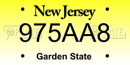 975AA8 New Jersey License Plate