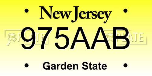 975AAB New Jersey License Plate