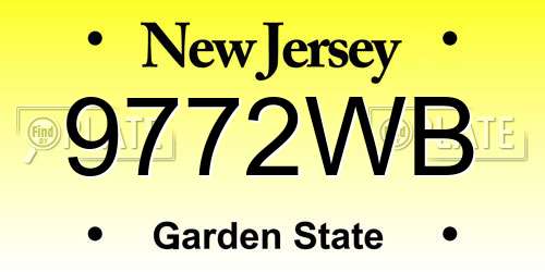 9772WB New Jersey License Plate