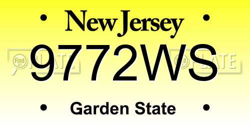 9772WS New Jersey License Plate