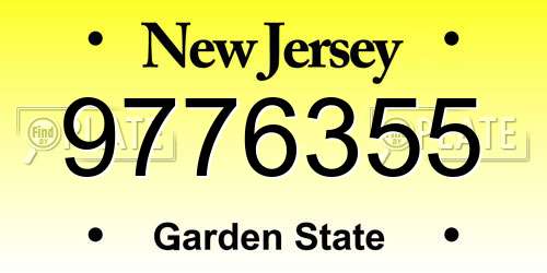 9776355 New Jersey License Plate