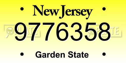 9776358 New Jersey License Plate