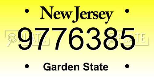 9776385 New Jersey License Plate