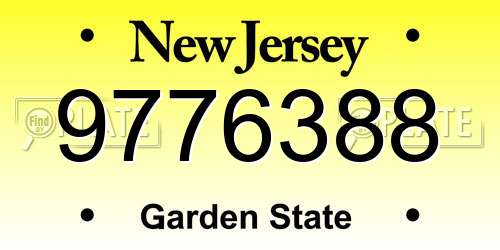 9776388 New Jersey License Plate