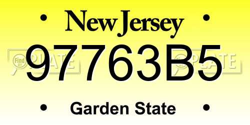 97763B5 New Jersey License Plate