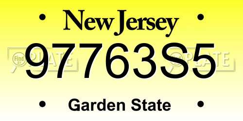 97763S5 New Jersey License Plate