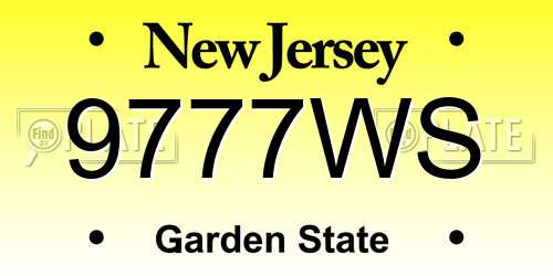 9777WS New Jersey License Plate