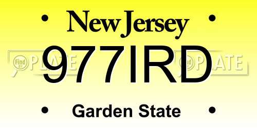 977IRD New Jersey License Plate