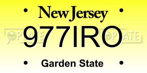 977IRO New Jersey License Plate