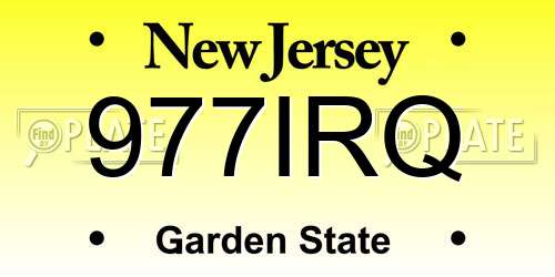 977IRQ New Jersey License Plate