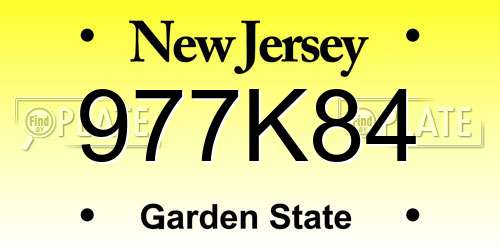 977K84 New Jersey License Plate