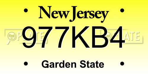 977KB4 New Jersey License Plate