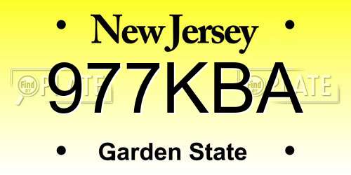 977KBA New Jersey License Plate