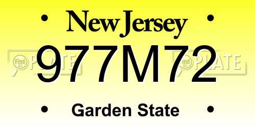 977M72 New Jersey License Plate