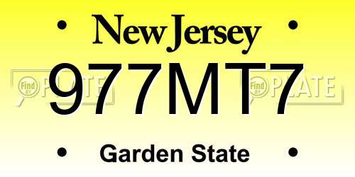 977MT7 New Jersey License Plate