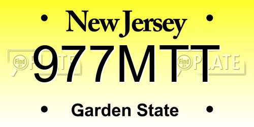 977MTT New Jersey License Plate