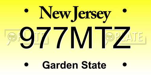 977MTZ New Jersey License Plate