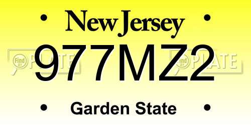 977MZ2 New Jersey License Plate