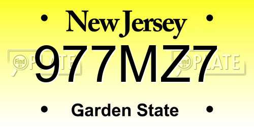977MZ7 New Jersey License Plate