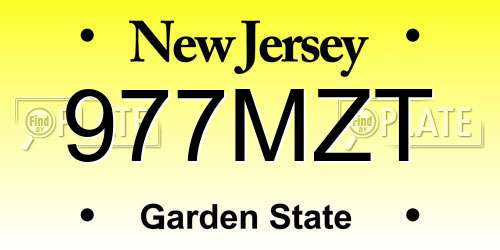 977MZT New Jersey License Plate