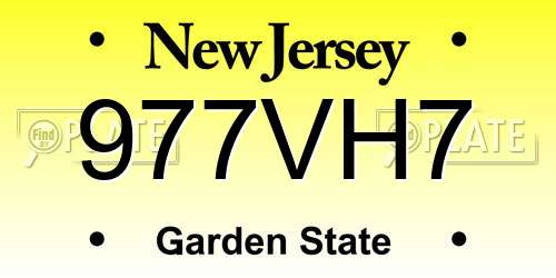 977VH7 New Jersey License Plate