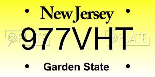 977VHT New Jersey License Plate