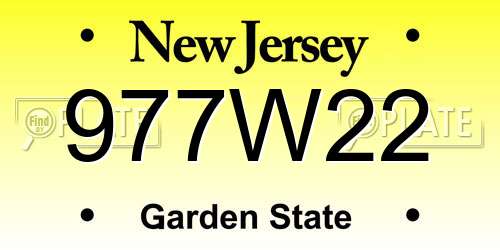 977W22 New Jersey License Plate