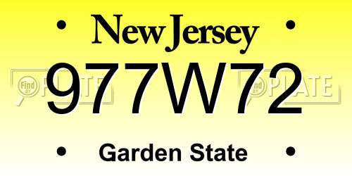 977W72 New Jersey License Plate